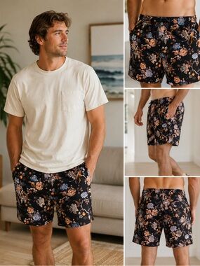 Todd Snyder Black Floral Swim Shorts